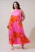 Glena Floral Pleated Maxi Dress Curve